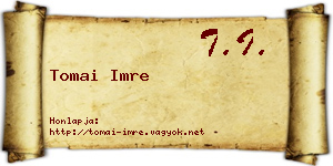Tomai Imre névjegykártya